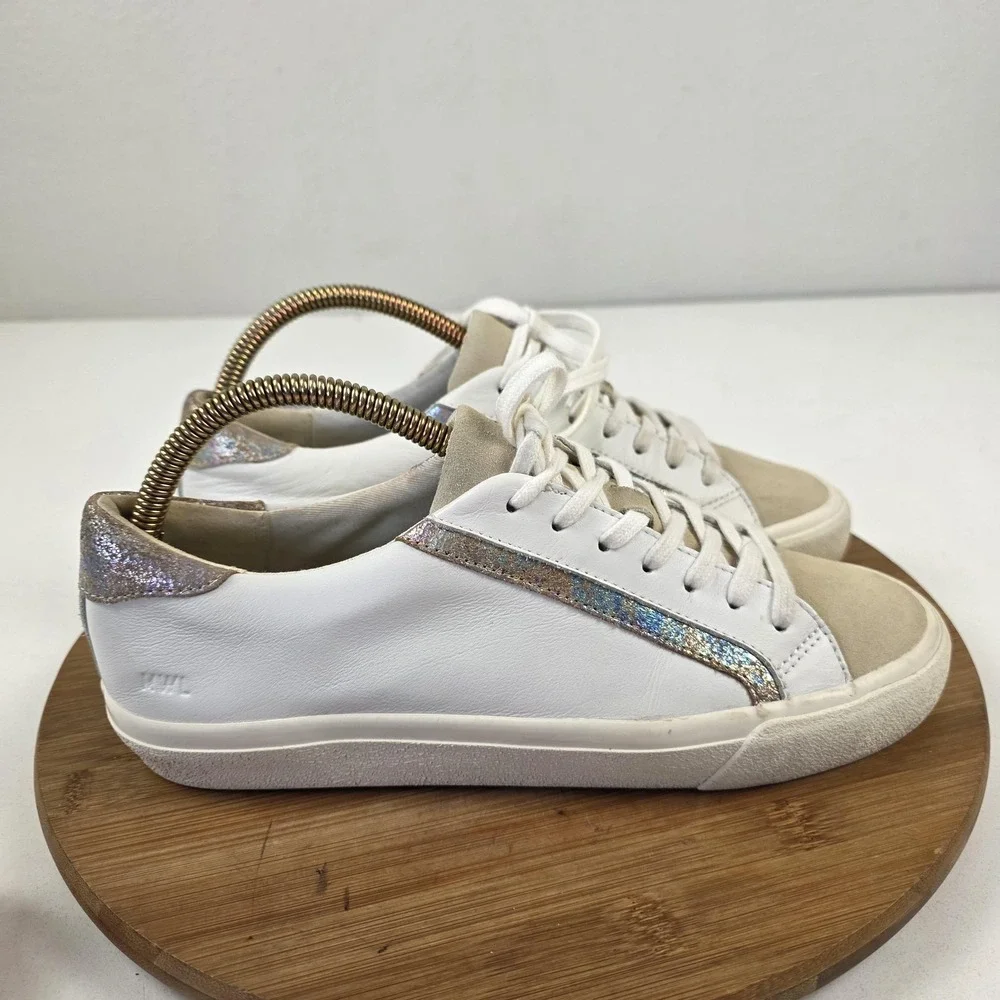 Madewell MWL Shoes Womens Size 9.5 White Leather Glitter Sneakers 2032131